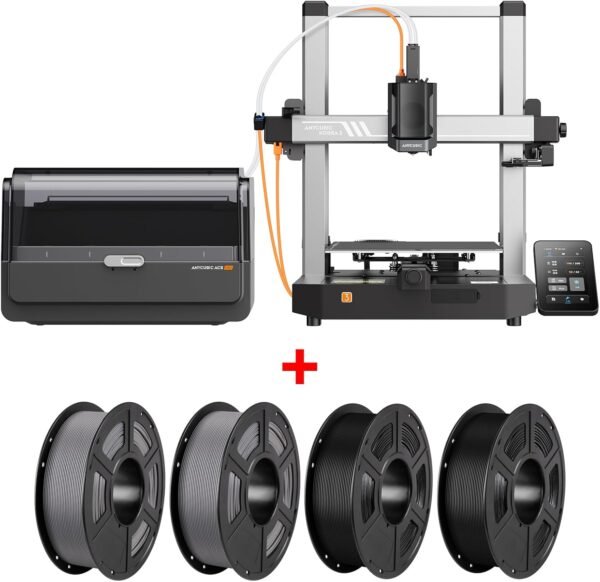 （Anycubic Bundle Filament 4KG） Anycubic Kobra 3 V2 Combo 3D Printer, Smart Multicolor Printing Up to 600mm/s Print Speed